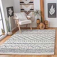 Vista 62 de SAFAVIEH Alfombra 9x12 - Colección Arizona Shag - Grande - Marfil y Beige, Diseño Marroquí Boho, No Desprende Pelo y Fácil de Limpiar, Ideal