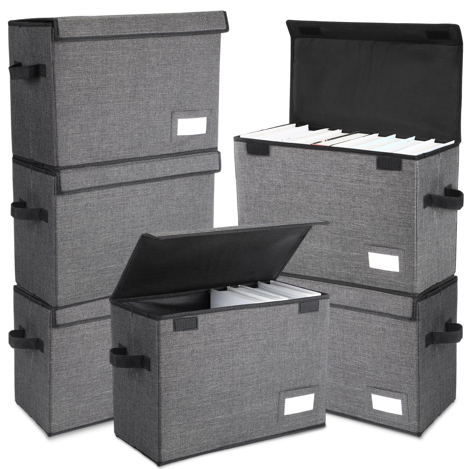 Chuangdi 6 Pcs Comic Book Storage Boxes, Back to School Collapsible Comic Short Box Case with Lid, 15.8 x 7.9 x 11.4 Inch Book Bin Container Holds 150 Comics(Charcoal Gray)