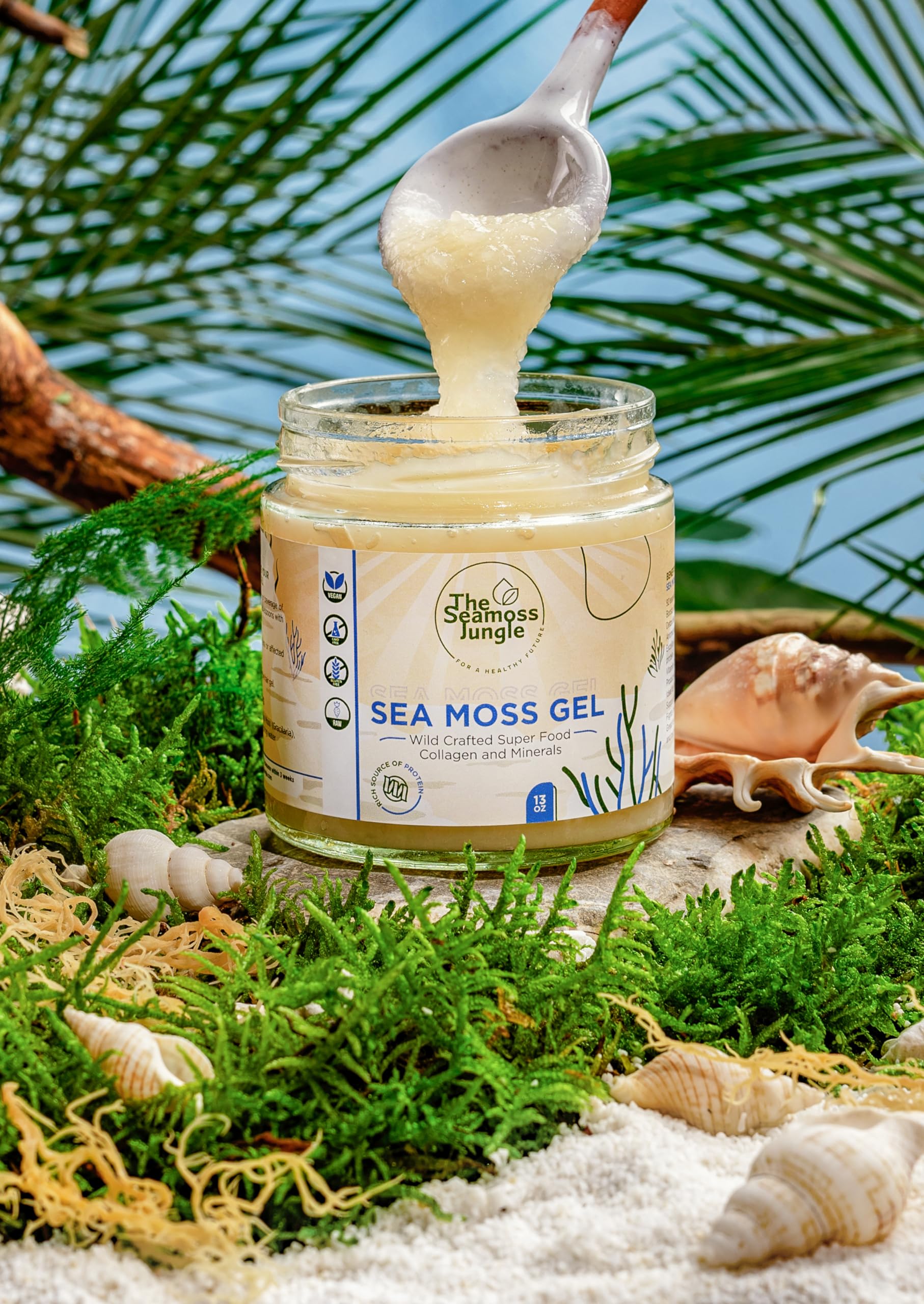 Sea Moss Gel - Golden - 500 ml - St. Lucia - Laborgetestet - Dr. Sebi Inspiriert - Reich an Vitaminen & Mineralien - Superfood für Gesundheit & Wellness