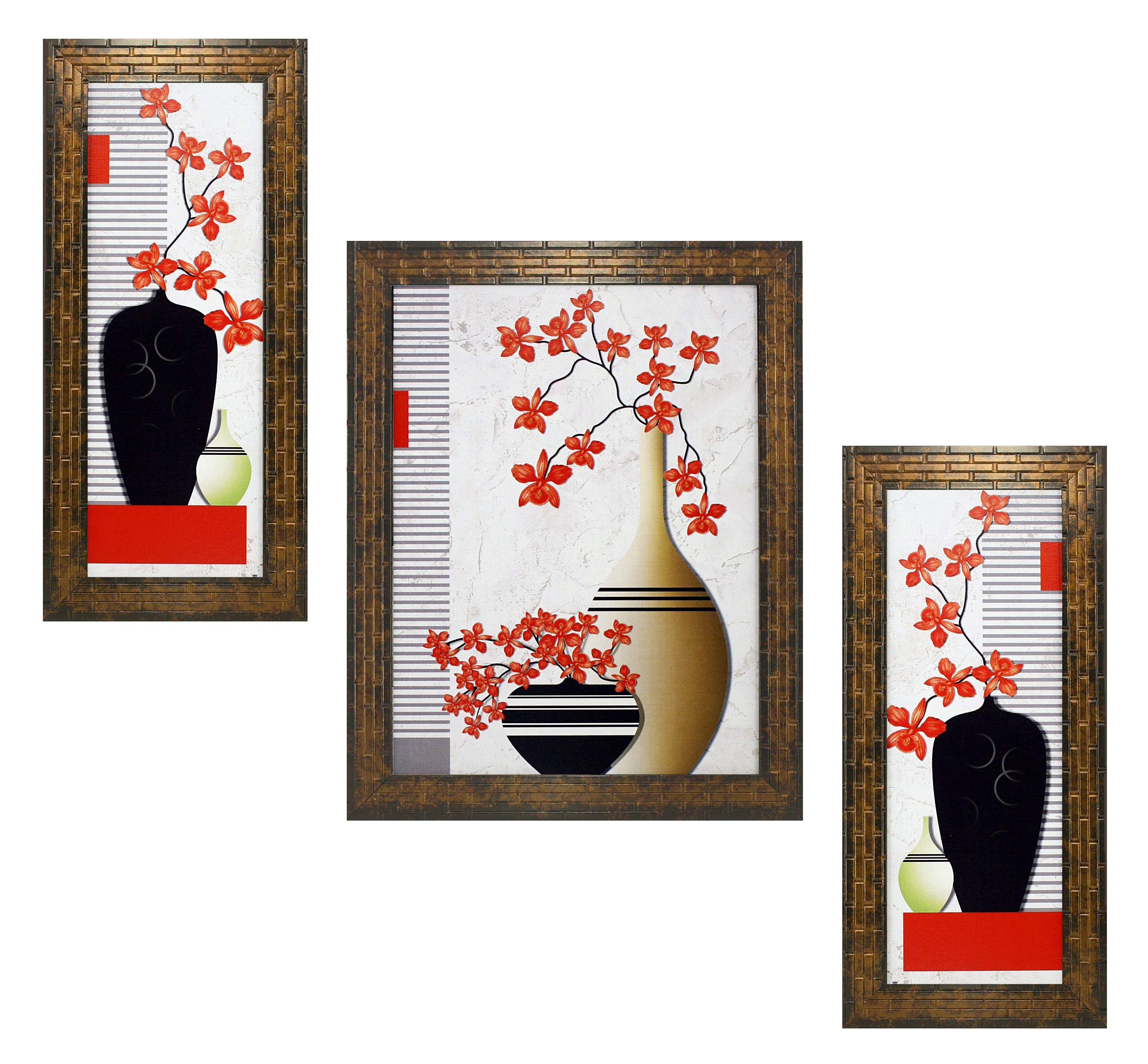 Indianara Set of 3 Floral Paintings (1691) Without Glass 5.2 X 12.5, 9.5 X 12.5, 5.2 X 12.5 INCH (B07JMV187M) Amazon Price History, Amazon Price Tracker
