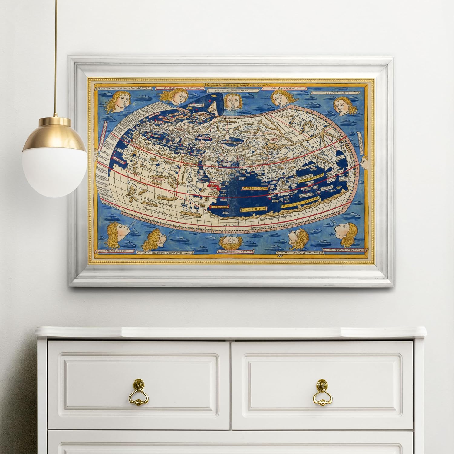 World Before Columbus by Claudius Ptolemy/Johann Reger circa 1482-1486 | Art Print Poster Vintage Wall Decor (Artist Canvas, 18 x 24 inches)