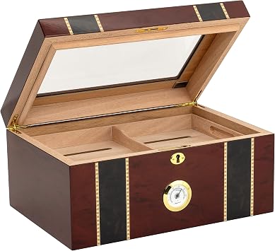 Quality Importers Pompeii 100 Cigar Glasstop Humidor, Cherry