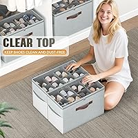 Vista 6 de Budding Joy 2 Pack Shoe Organizer for Closet, Clear Foldable Shoe Storage Containers Adjustable Dividers Fits 16 Pairs,Shoe Storage Bins Baskets