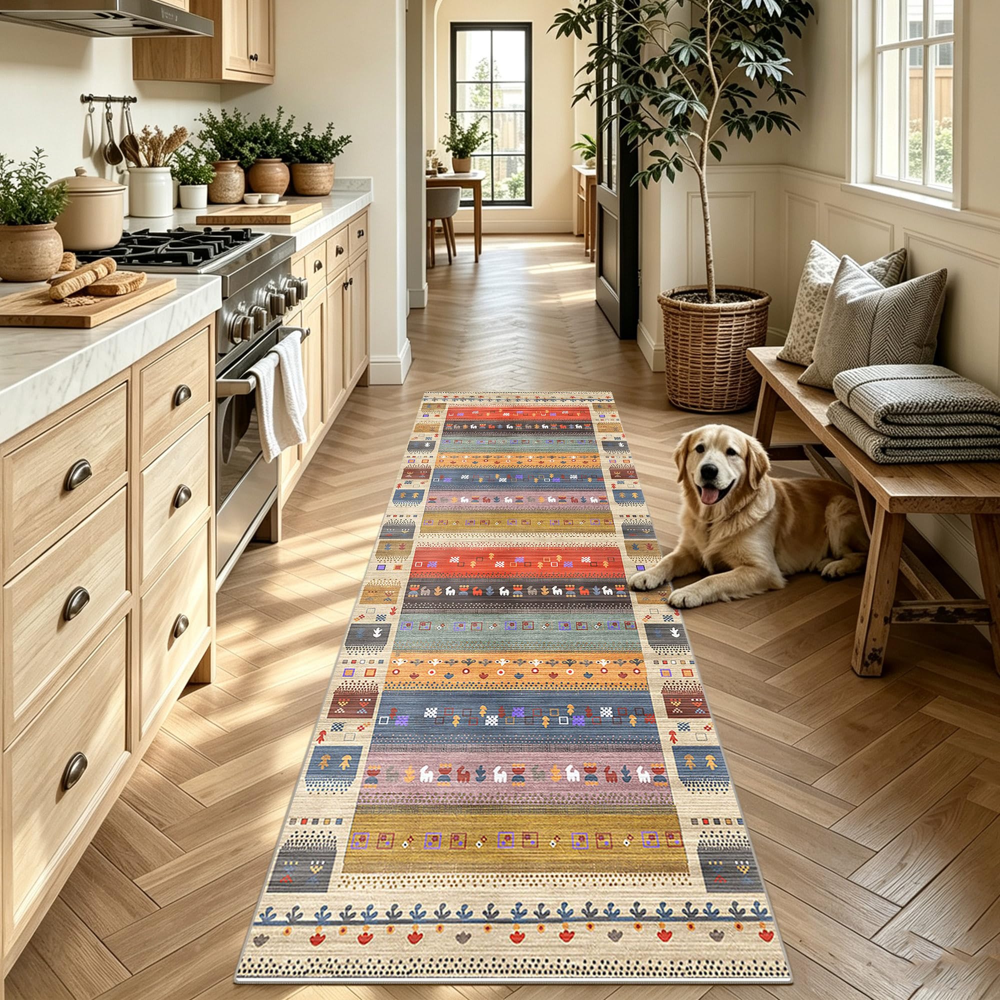 Tapis Couloir Long Antidérapant Lavable en Machine 90 x 160 cm