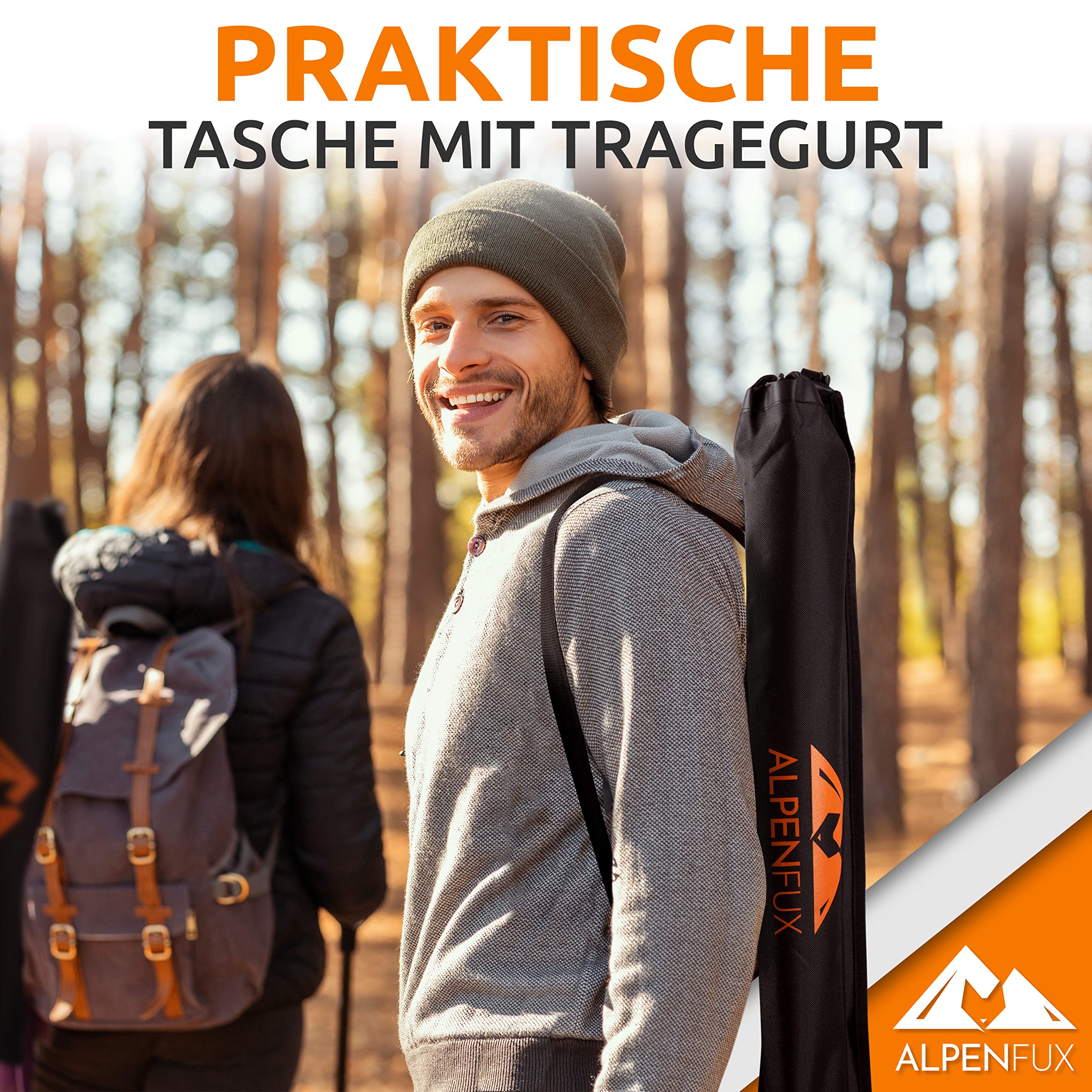 ALPENFUX Wanderstöcke Teleskop, Trekkingstöcke, Nordic Walking Stöcke, leicht und verstellbar mit Korkgriff für Damen und Herren