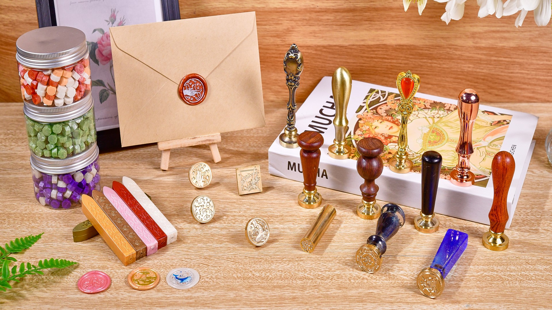 CRASPIRE 20mm Round Blank Wax Seal Stamp Blank Sealing Wax Stamp Removable Brass Seal Head Pear Wooden Handle For Sealing Stamp Envelopes Halloween Witchcraft Gifts Cards Wedding Invitations