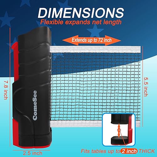 Miniatura 9 de Red de ping pong retráctil para cualquier mesa, redes de tenis de mesa y equipos de postes para reemplazo