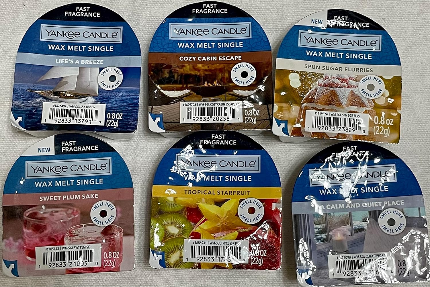 Yankee Candle Lot of 6 Assorted Tarts Wax Melt Singles (Random Mixed)