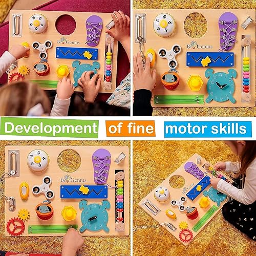 Miniatura 4 de Tabla de actividades para niños pequeños  Montessori Busy Board para 1, 2, 3, 4, 5 y hasta 8 años, libro de tablero sensorial de madera, juguete
