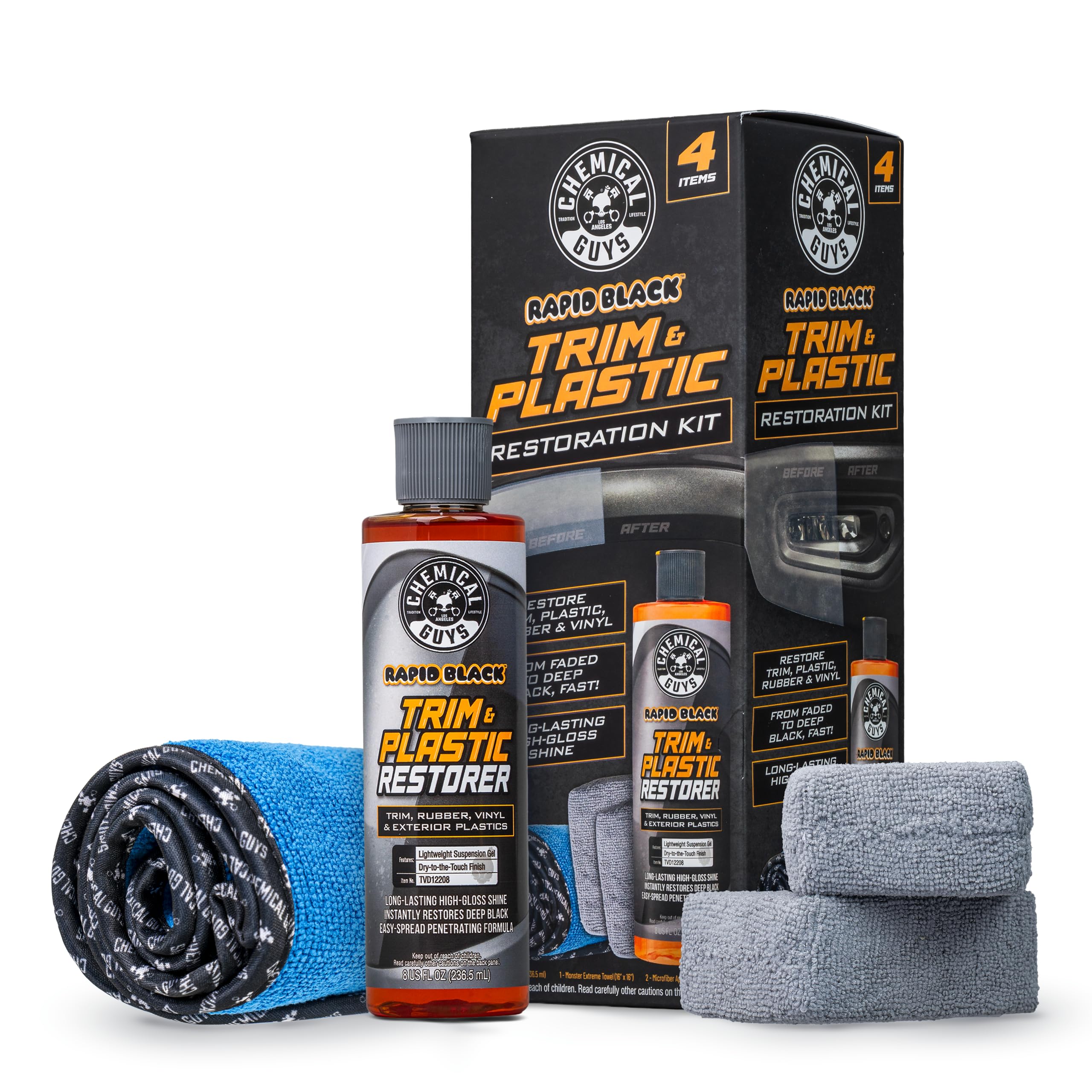 Chemical Guys, Black Trim Restorer Gel Kit for Exterior Plastic &amp; Rubber