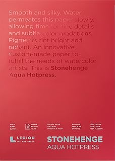 Stonehenge Aqua Watercolor Pad, 140lb, Hot Press, 7 x 10 Inches, White, 15 Sheets