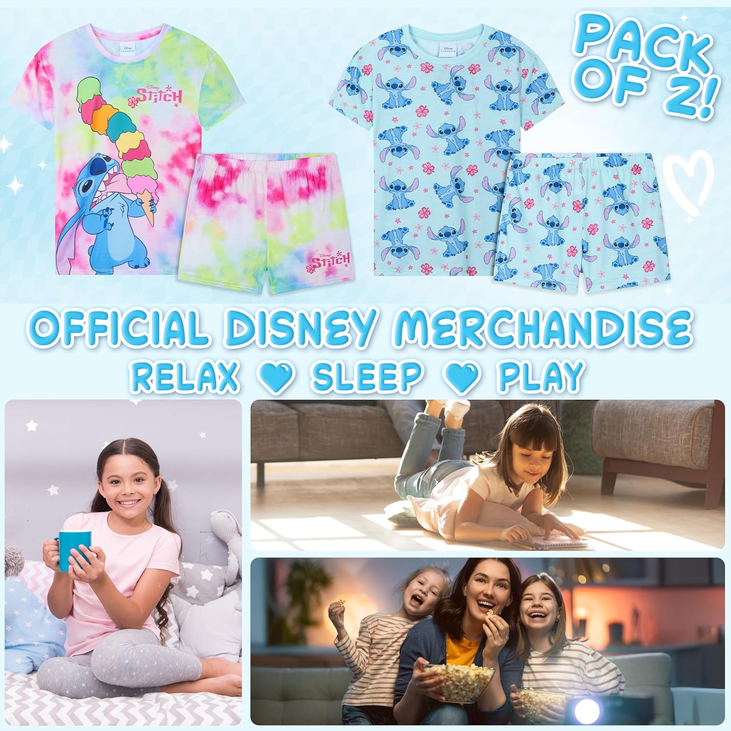 Get Trend Girls Pajamas Pack of 2 Cute PJs Teens Kids' Pajamas Girls' Sleepwear