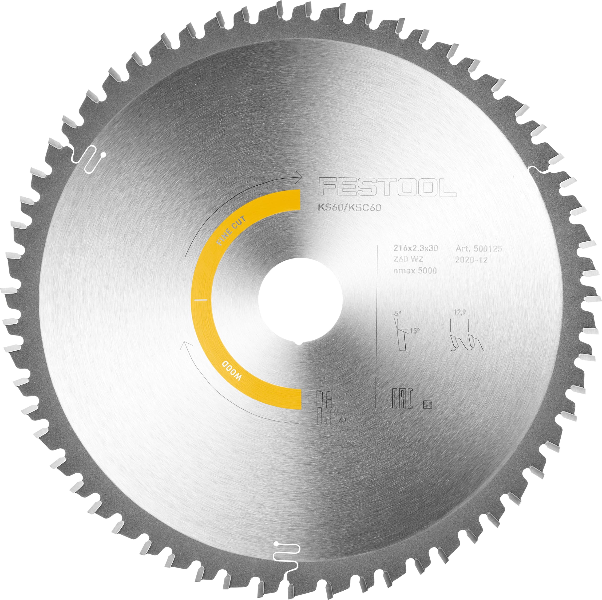 Festool 500125 Fine Tooth Saw Blade 216x2,3x30 W60, Multi-Colour
