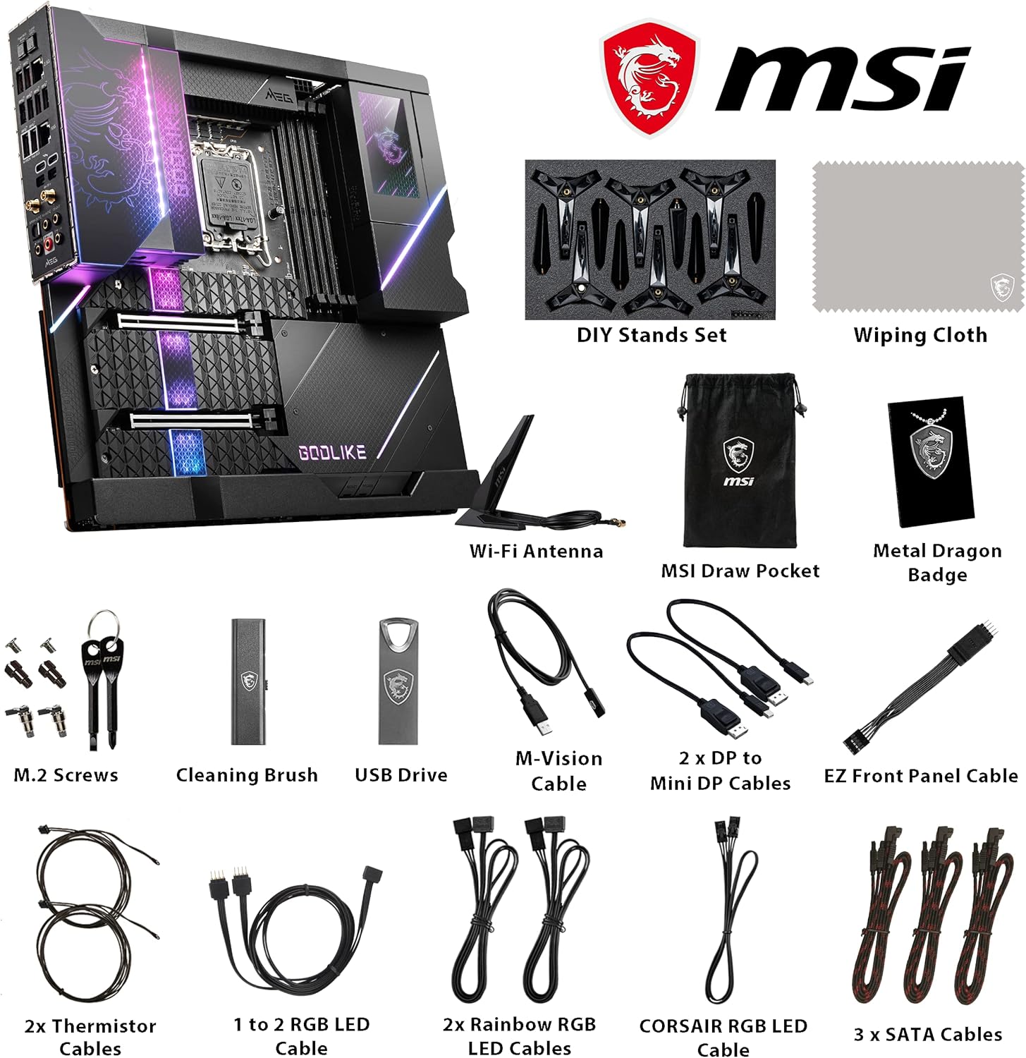 MSI MEG Z690 GODLIKE Gaming Motherboard (E-ATX, 12th Gen Intel Core, LGA 1700 Socket, DDR5, PCIe 5, 10G LAN, M.2 Slots, Wi-Fi 6E)