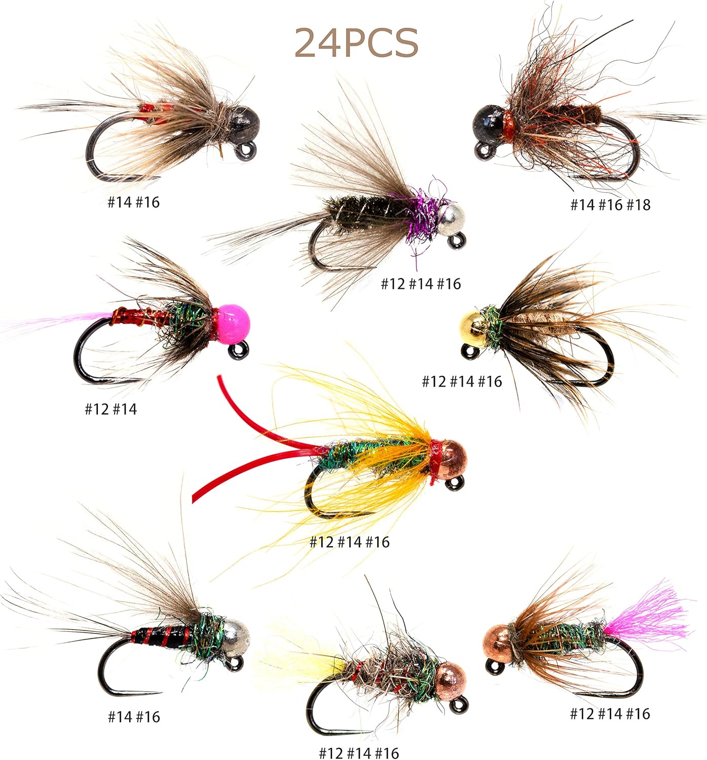 Superbe Flies 24 Effective Tungsten Bead Head Nymph Trout Fly Fishing Assortment | Trout and Grayling Fishing Lure | River, Stream or Lake. : Sports & Outdoors