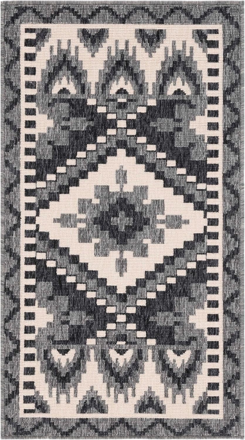 SAFAVIEH Washable Rug Outdoor Veranda Collection - 2' x 3'7", Grey & Beige, Non-Shedding & Easy to Clean, Ideal for Patio, Backyard, Mudroom (VER096-3435)