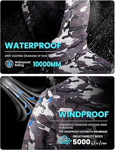 Miniatura 3 de WULFUL - Chaqueta impermeable de esquí y nieve para mujer, con capucha desmontable, abrigo de invierno a prueba de viento para la montaña