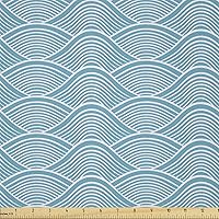 Vista 78 de Ambesonne The Yard, tela de mariquitas de The Yard, flores exóticas hibisco hawaiano follaje ilustración botánica flor de primavera, tela