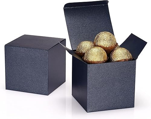 Miniatura 8 de Quotidian 12 cajas de regalo de papel nacarado con purpurina con tapas de 3 x 3 x 3 pulgadas (rosa bebé)