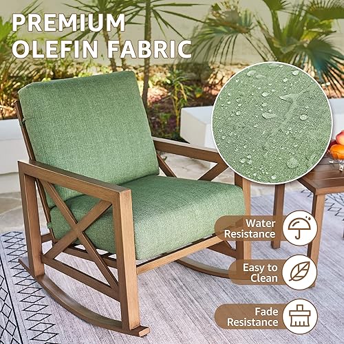 Miniatura 3 de NATURAL EXPRESSIONS Juego de Bistró Mecedora, Juego de 3 Piezas de Muebles de Conversación para Patio Exterior con 2 Mecedoras y 1 Mesa de Centro de