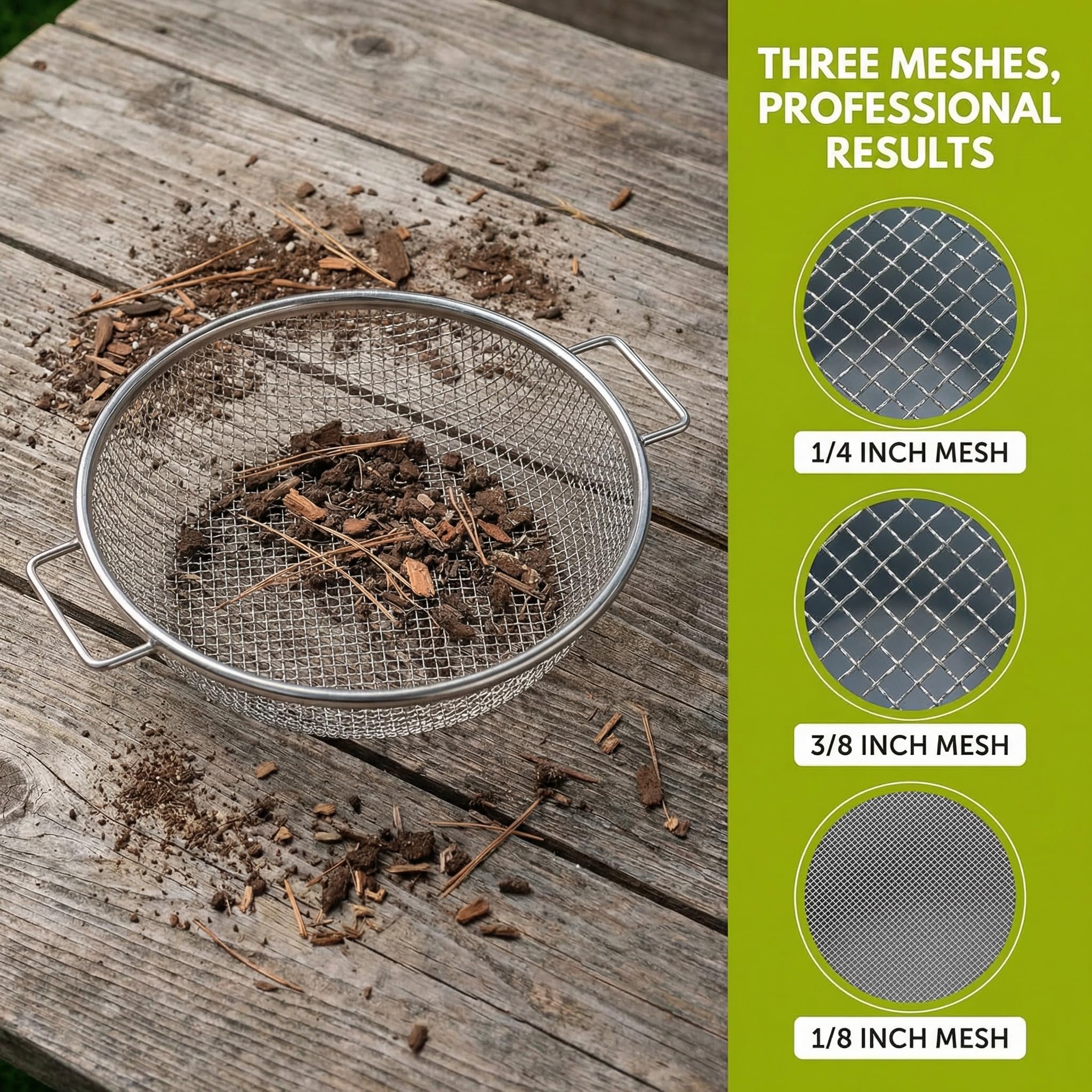 2Pcs 304 Stainless Steel Soil Sifter 1/4" 3/8" Screen Fit 5 Gal Bucket — Amazon image 9