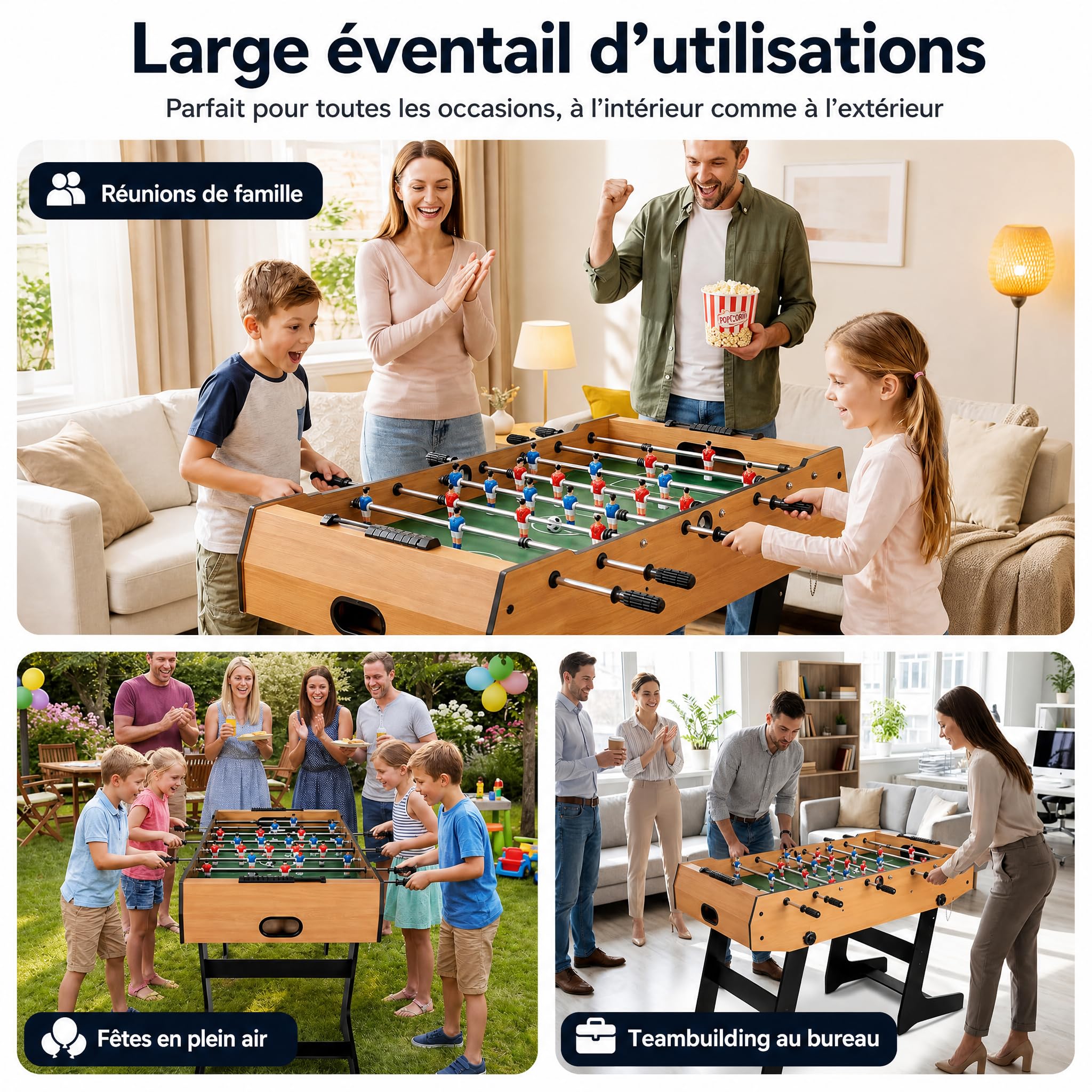 HLC Table de Babyfoot Pliable sur Pied 121 * 61 * 81cm,Jeu de Baby Foot idéal pour Les fêtes, Les Bars, Les familles, Le Cadeau Parfait pour Adultes et Enfants.