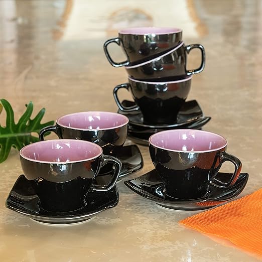 Buy KITKO 150 ml Glazed Ceramic Tea Coffee Milk Cup Saucer Set of 6 (6