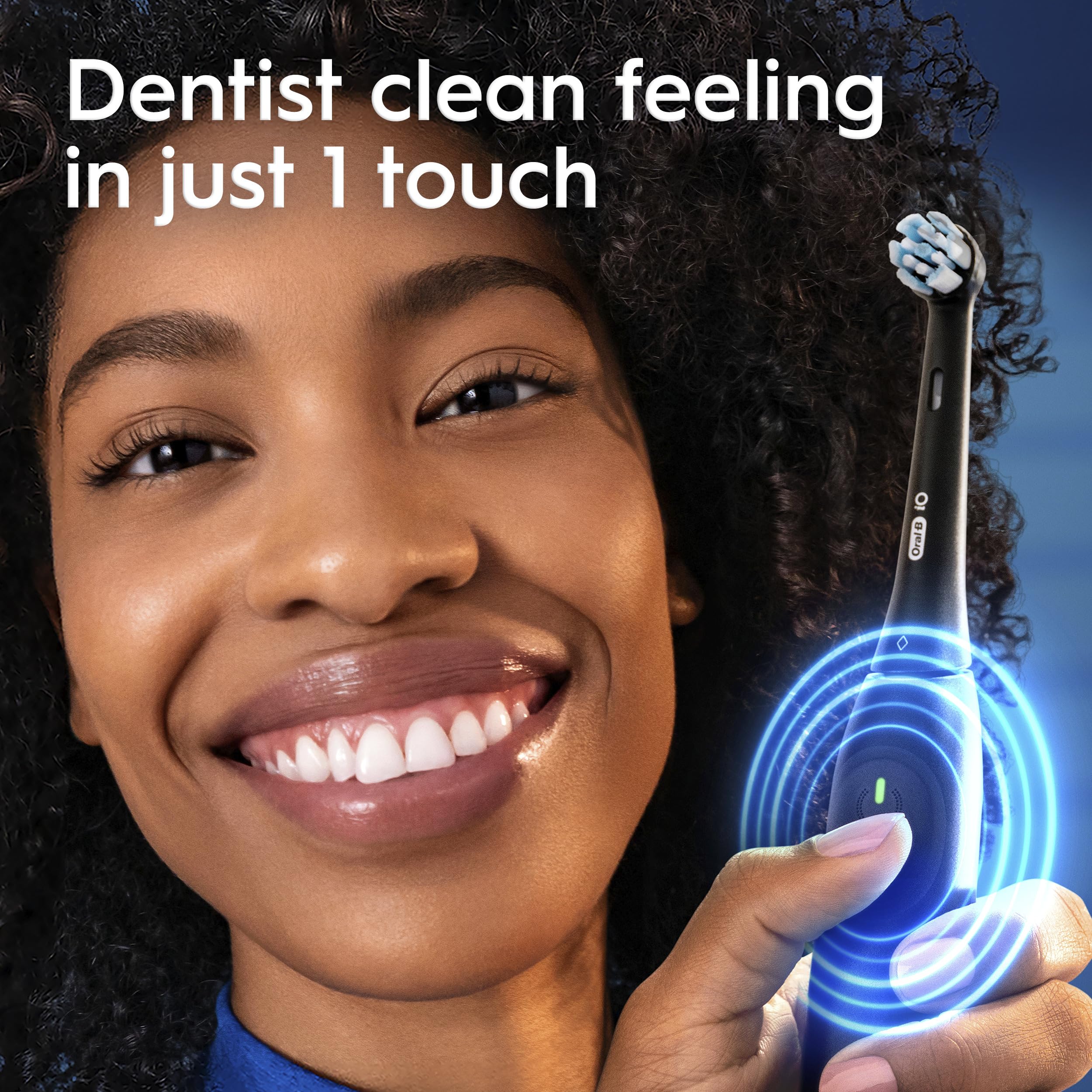 Oral-B iO Cepillo de dientes eléctrico, serie 2, recargable, azul oscuro con 1 cabezal de cepillo de cuidado suave, sensor de presión automático para proteger las encías, 3 modos, temporizador de 2