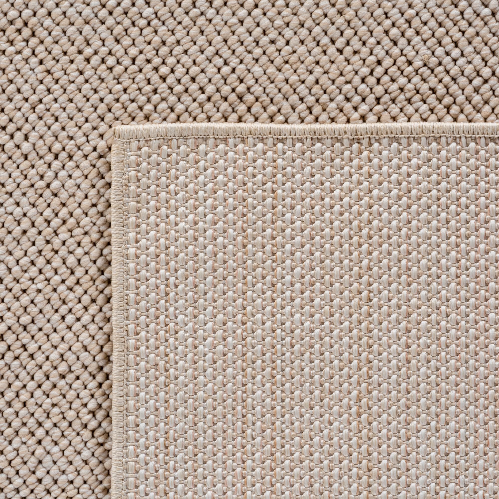 SIMPEX Tapis Rond 120 cm Beige Uni Bouclé Boucles Style Scandinave Moderne Doux Résistant Facile à Nettoyer pour Salon Salle à Manger Chambre