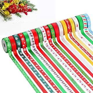 LIUYAXI 20 Rolls 100 Yards Christmas Ribbon for Gift Wrapping,3/8 Inch C...
