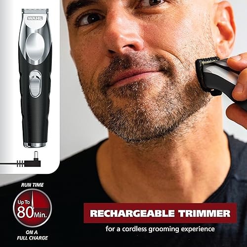 Miniatura 8 de Wahl Groomsman Pro - Recortadora de barba todo en uno para hombres, recortadora de barba recargable e inalámbrica, incluye 3 cabezales de fijación