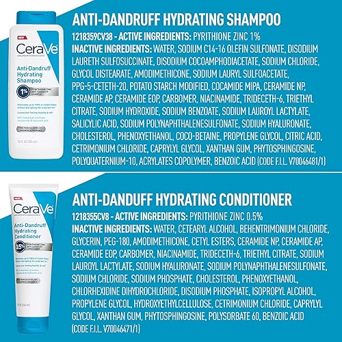 Miniatura 11 de CeraVe Juego de champú y acondicionador hidratante anticaspa, piritiona y zinc, tratamiento de caspa con ceramidas, ácido hialurónico y niacinamida,