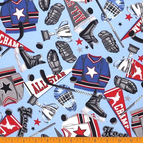 Miniatura 5 de Mook Fabrics Franela PRT Hockey, corte azul por The Yard