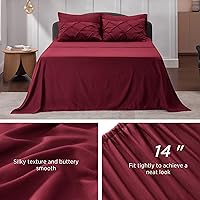 Vista 6 de BEDSURE Juego de ropa de cama con edredón tamaño individual de 5 piezas, diseño de pliegues, con edredón, sábanas, funda de almohada y funda