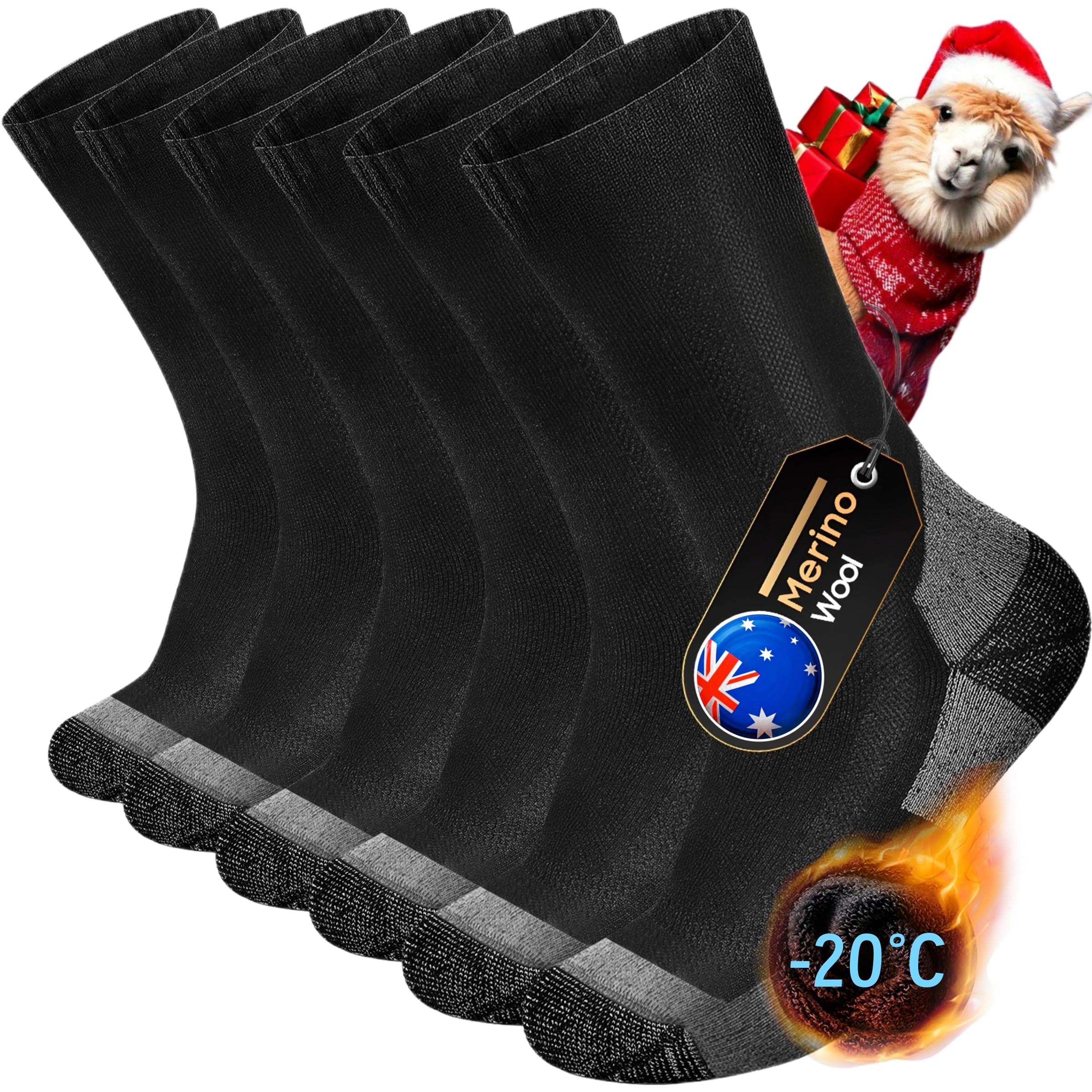 Merino Wollesocken Thermosocken Gepolstert Arbeitssocken Warme Socken Herren & Damen Outdoor Wintersocken Trekkingsocken,Merinowolle Sportsocken Laufsocken Sneakersocken [3 Paar]