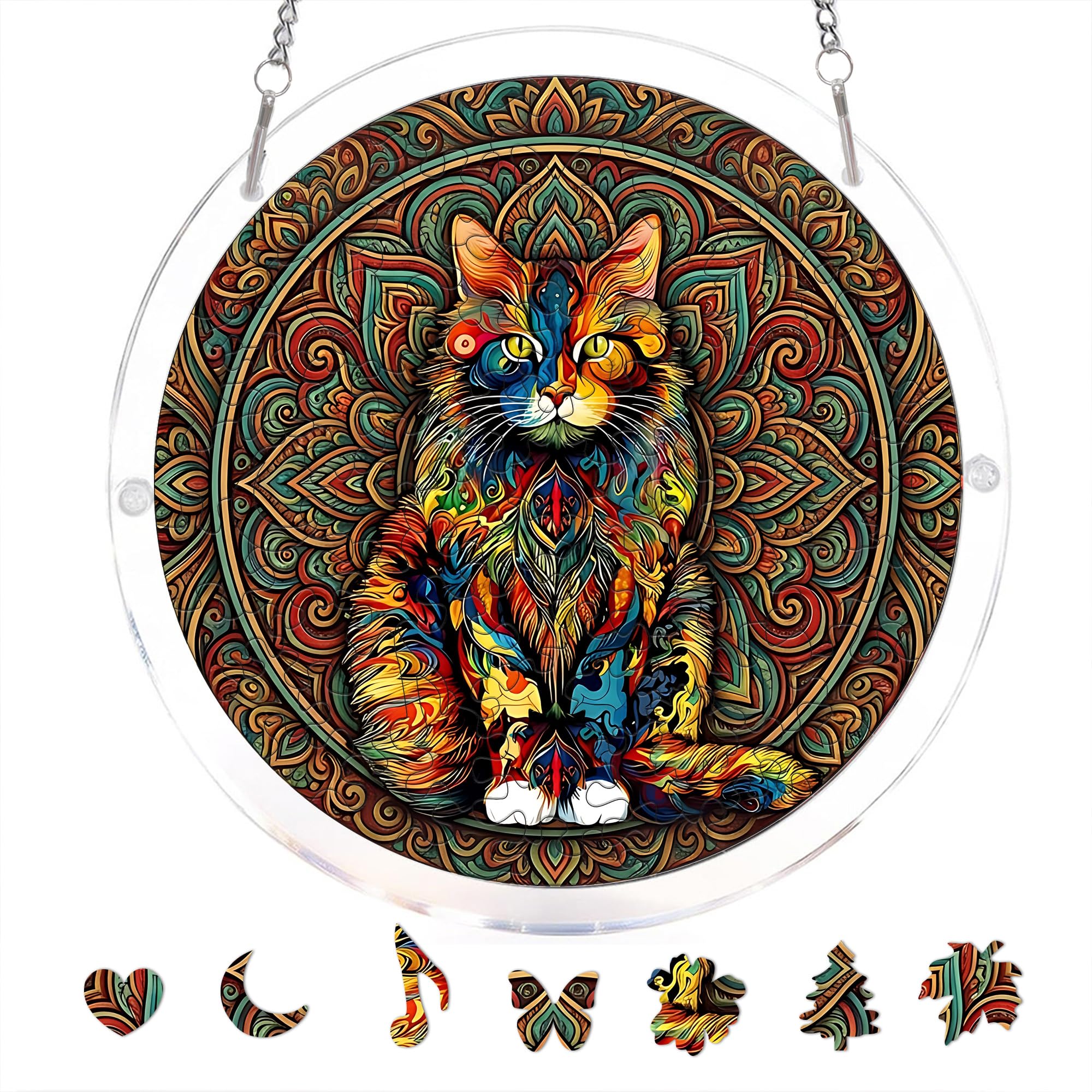 zhuoyaju Acrylic Jigsaw Puzzle Suncatcher, Stained Glass Suncatcher Puzzle