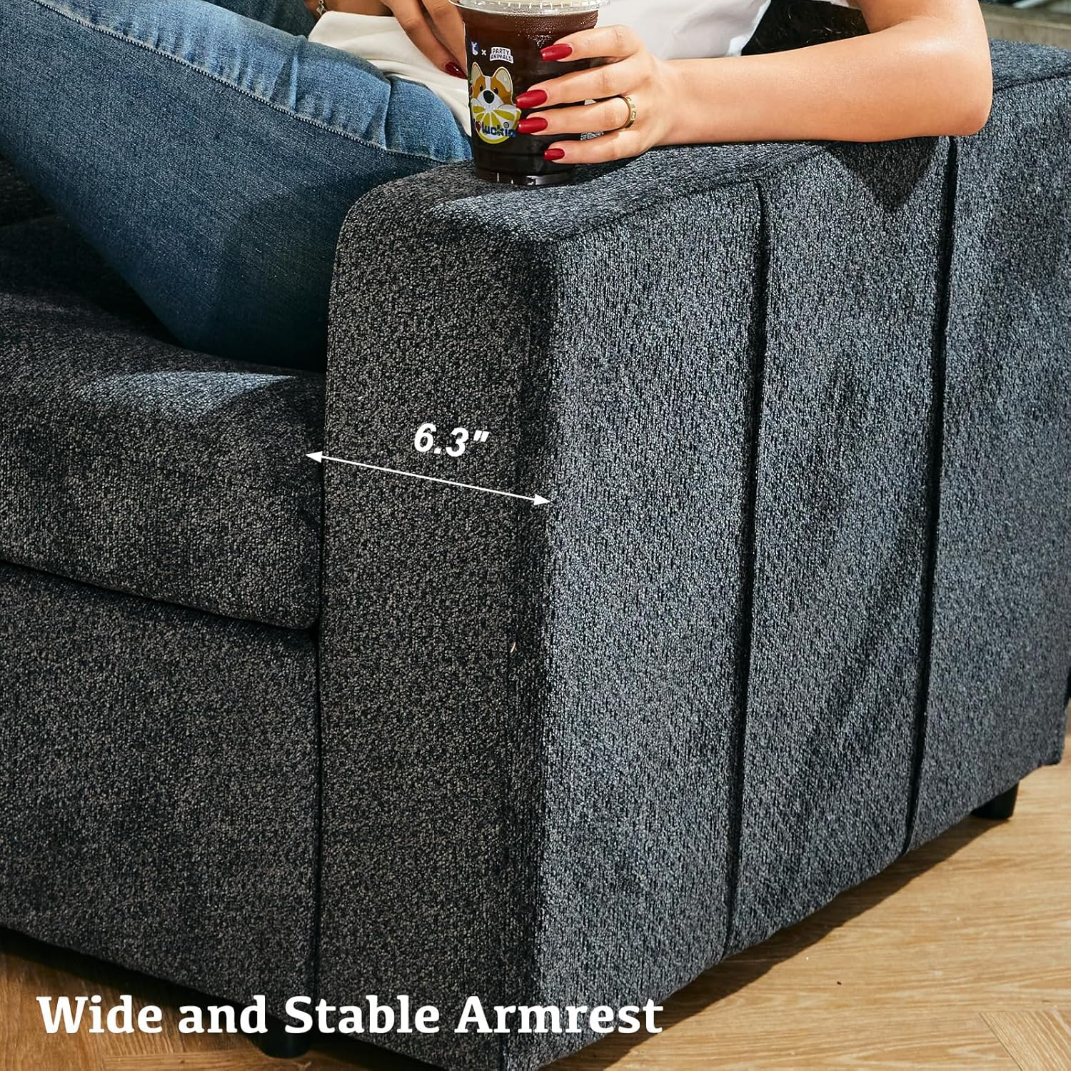 Belffin Armrest for Modular Sectional Sofa, Armrest Module for Sectional Sleeper Sofa Bed, Dark Grey