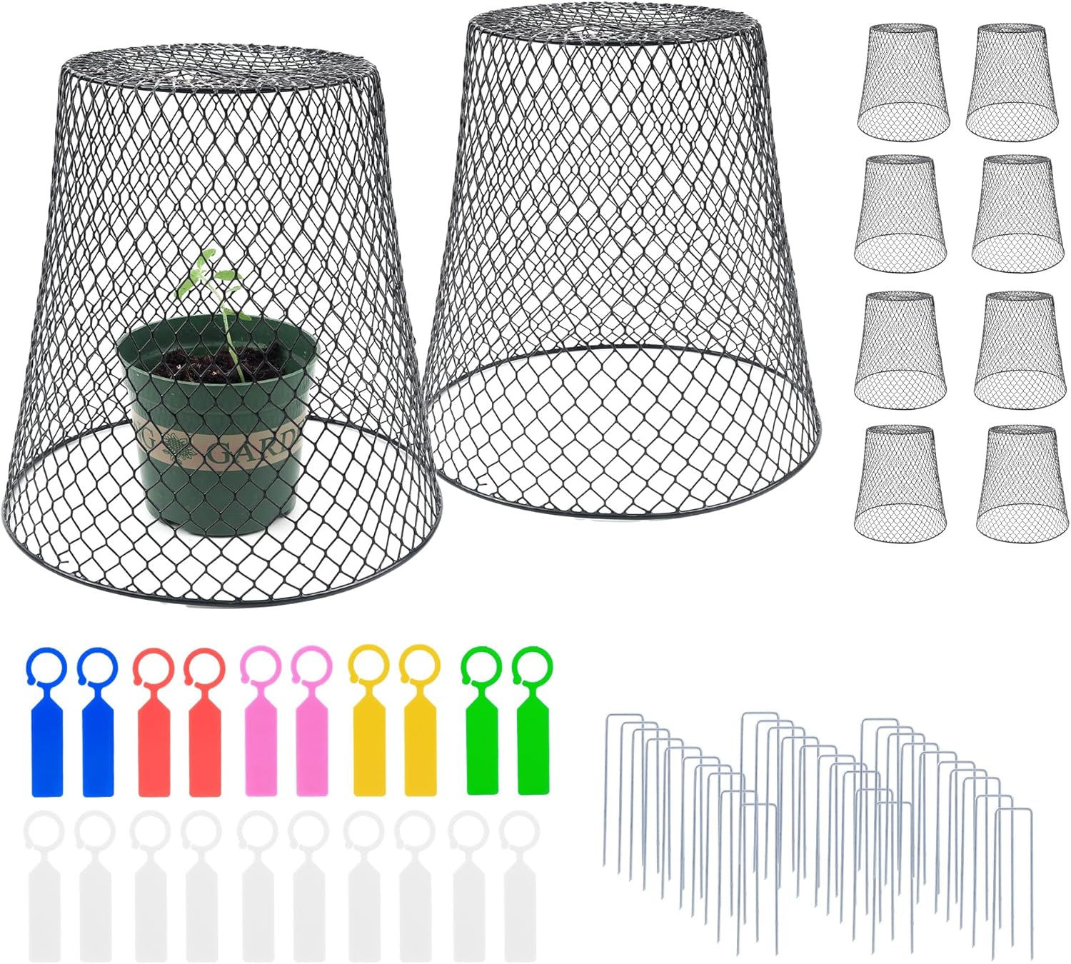 Anothera 10Pcs Chicken Wire Cloche Plant Covers, 9.2×9.2 Inches Plant Protectors from Animals, Metal Garden Plant Cages for Outdoor Plants, Keep Rabbits, Squirrels, Birds Out