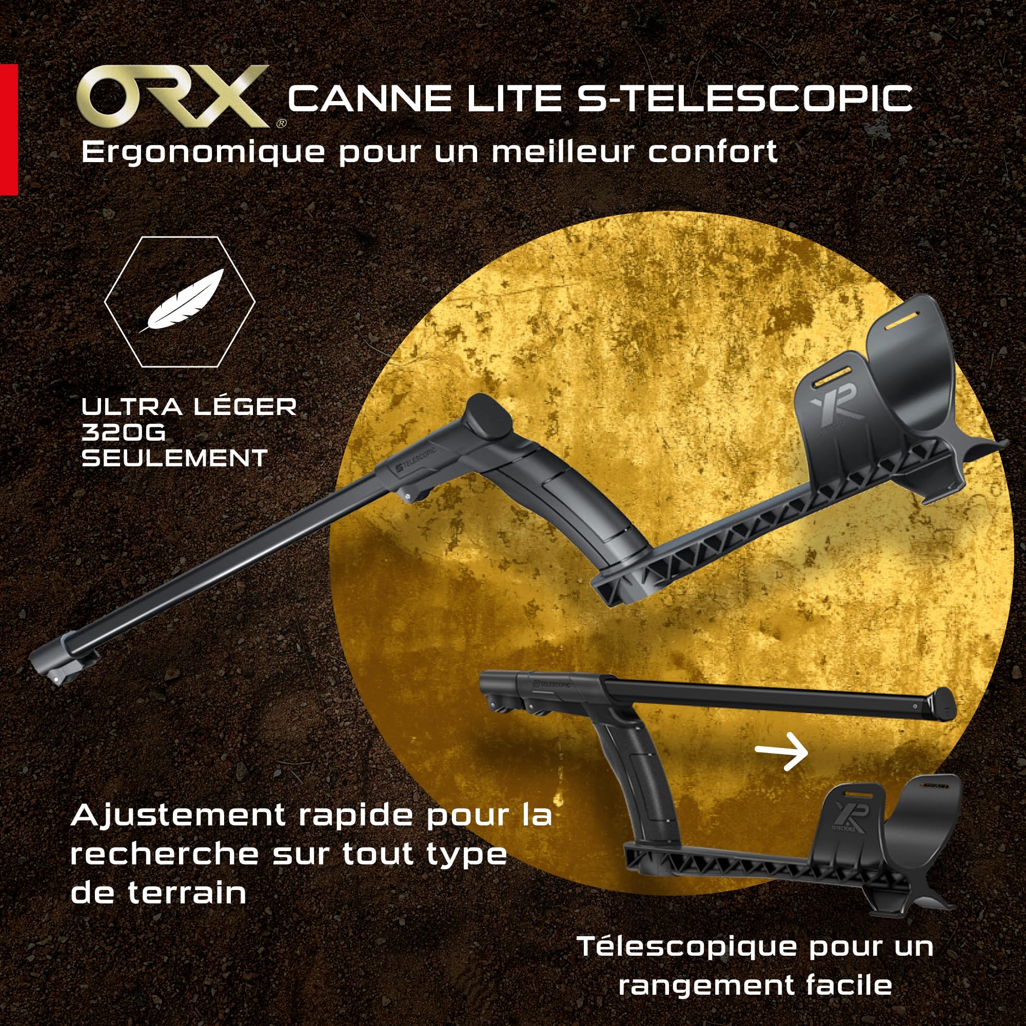 XP Metal Detectors - Detector ORX - Dedicado a Pepitas y Monedas pequeñas - con pinpointer MI-6, Plato elíptico HF hasta 80 kHz, Mando a Distancia y muleta telescópica Ligera (ORX-ELLHFRCF-MI6)