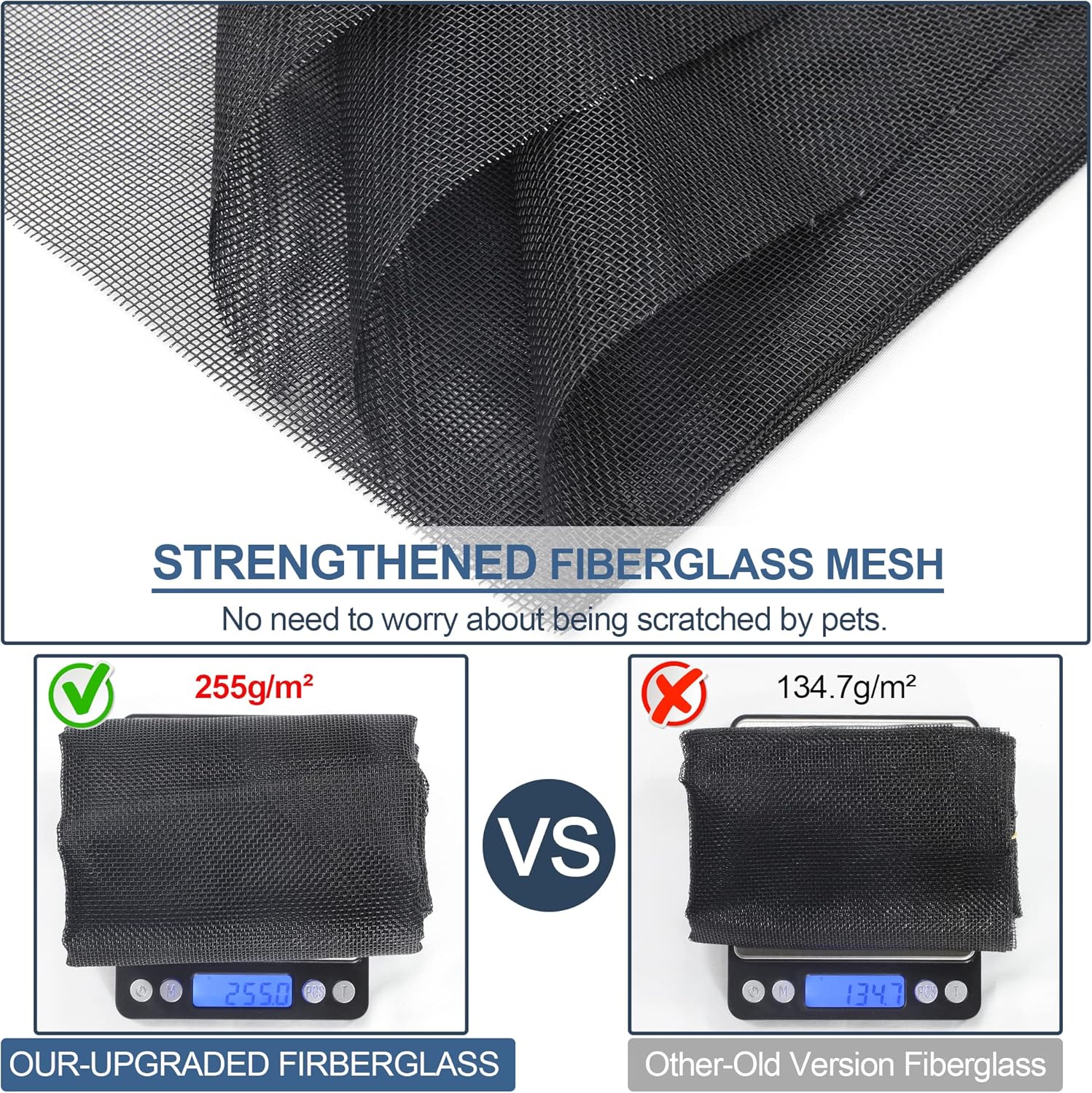 Upgraded Magnetic Screen Door Thicker 255g/㎡ Fiberglass Mesh,Reversible Left Right Side Opening,Fit Door Size 38 x 82 Inch,Retractable Door Screen Magnetic Closure,Door Curtain for Single Front Door - - 