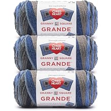 Red Heart All in One Granny Square Grande Blue Ribbon Yarn - 3 Pack of 250g/8.8oz - 100% Acrylic - #4 Worsted Medium - 440 Yards - Knitting/Crochet