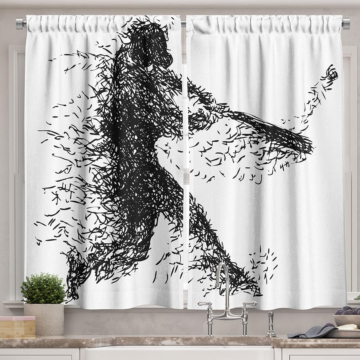 Ambesonne Abstract Long Kitchen Curtains, Disc Shaped Circular Patterned Gradient Colors of Bubbles in Modern Effects Art Print, Two Panels Drapes with Rod Pocket Room Decor, 55" x 45", Orange Purple