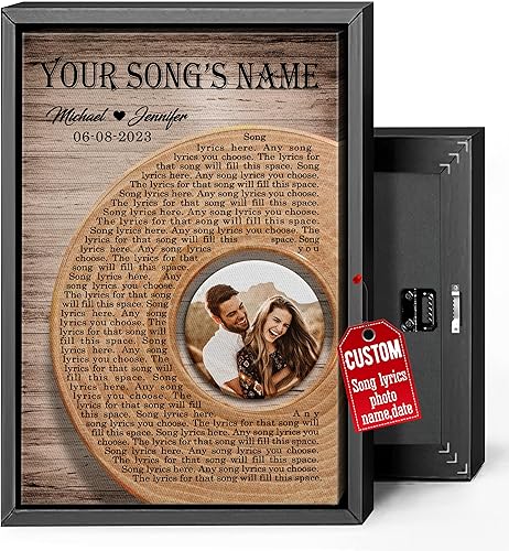 Vista 239 de H-DEWALL Letras de canciones personalizadas con marco, arte de pared musical personalizado para él, decoración sentimental y regalo inspirador