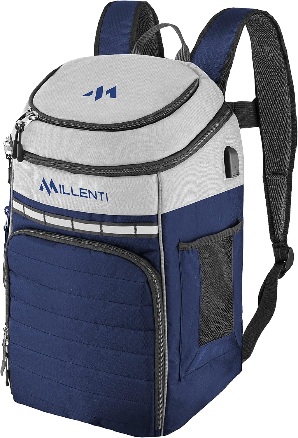 Millenti Backpacks Basketball Soccer Backpack - with Ball Compartment, Travel College Sports Bag and 13” Laptop Sleeve, 27L (White)