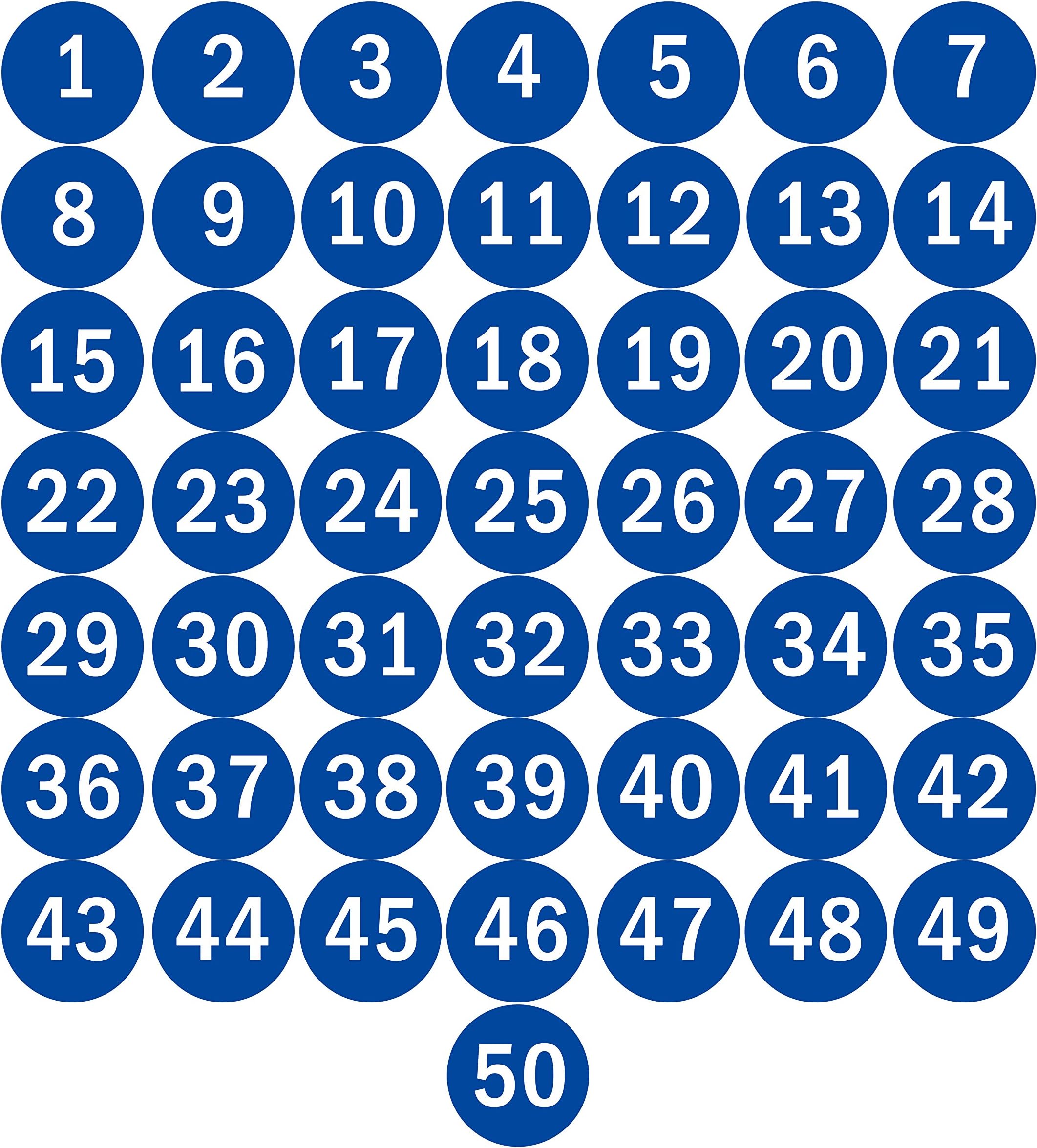 NAVADEAL 2" & 3” Round Number 1-50 Adhesive Stickers in Blue, Red, Black, Green - Inventory Storage Labels, Great for Marking Bins or Toolbox for Daily Use in School, Office, Workshop