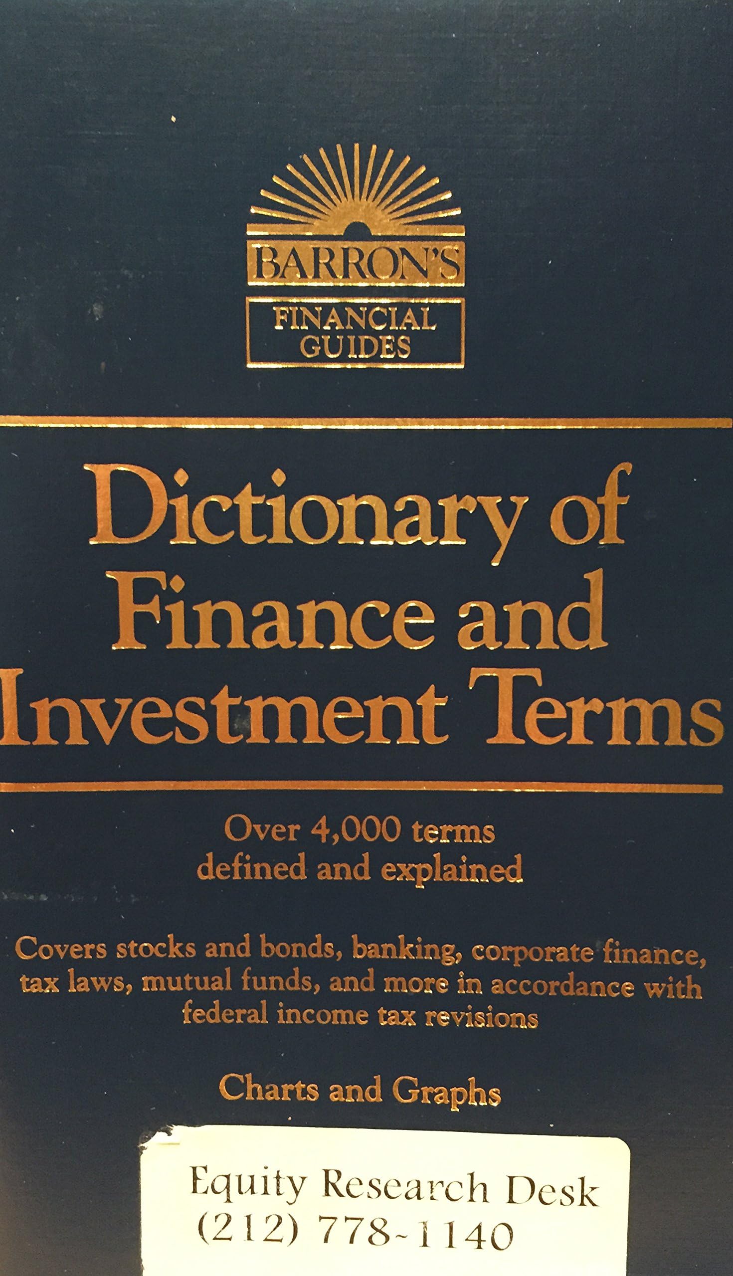 Dictionary Of Finance & Investment Terms