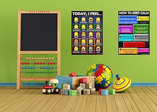Miniatura 7 de Emoji Feelings Chart and Keep Calm Carteles laminados de 14 x 19.5 pulgadas, carteles y decoraciones para el aula, suministros de regreso a la