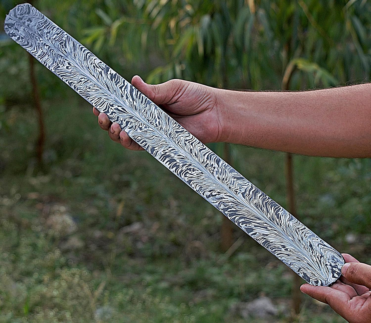 Feather Damascus Billet - Knife Making Supplies - Damascus Bar Stock 20 Inches 3783