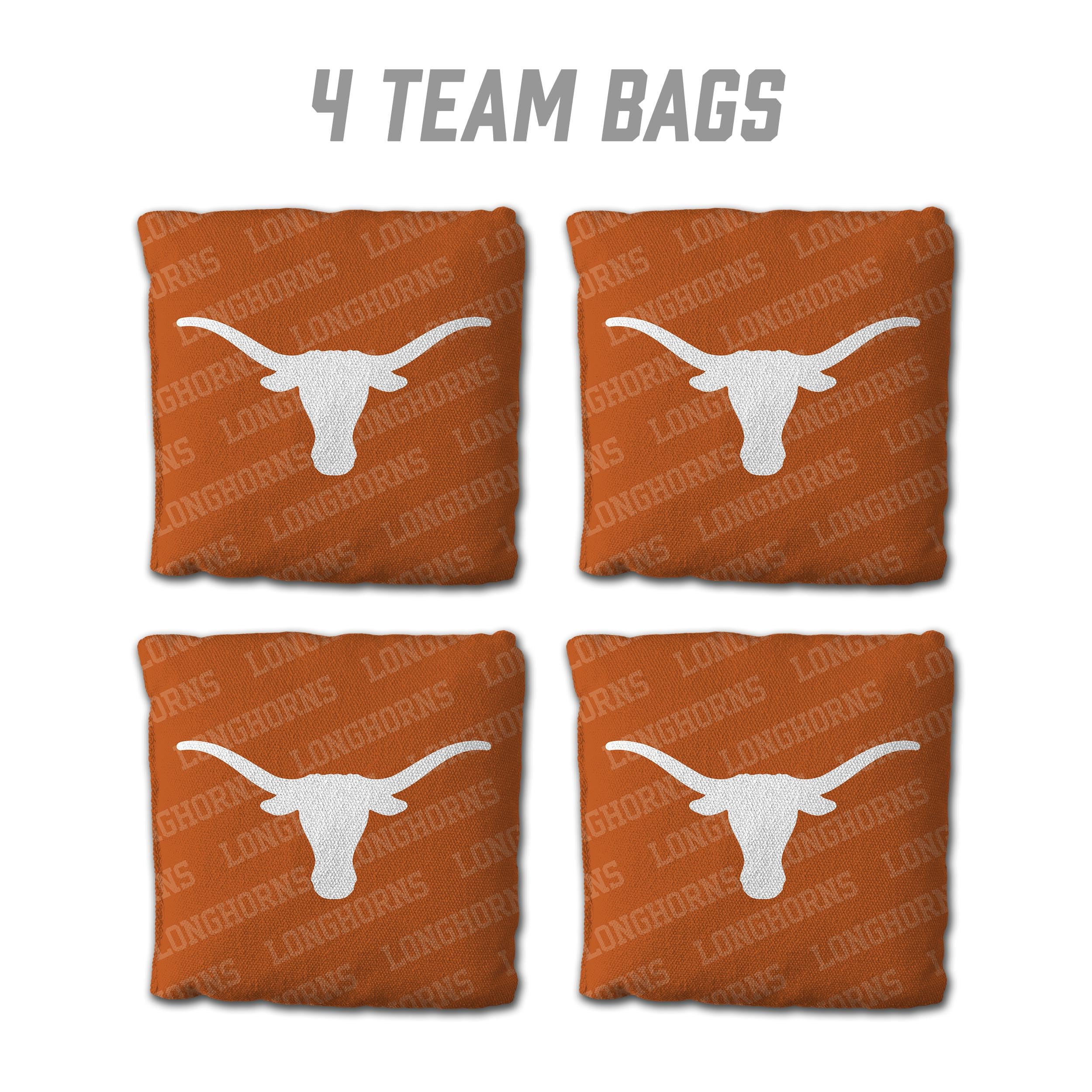 YouTheFan Officially-Licensed NCAA Texas Longhorns Set of 4 Cornhole Bags - All Weather Regulation 6” x 6” Size - 16oz Weight - Designed in USA