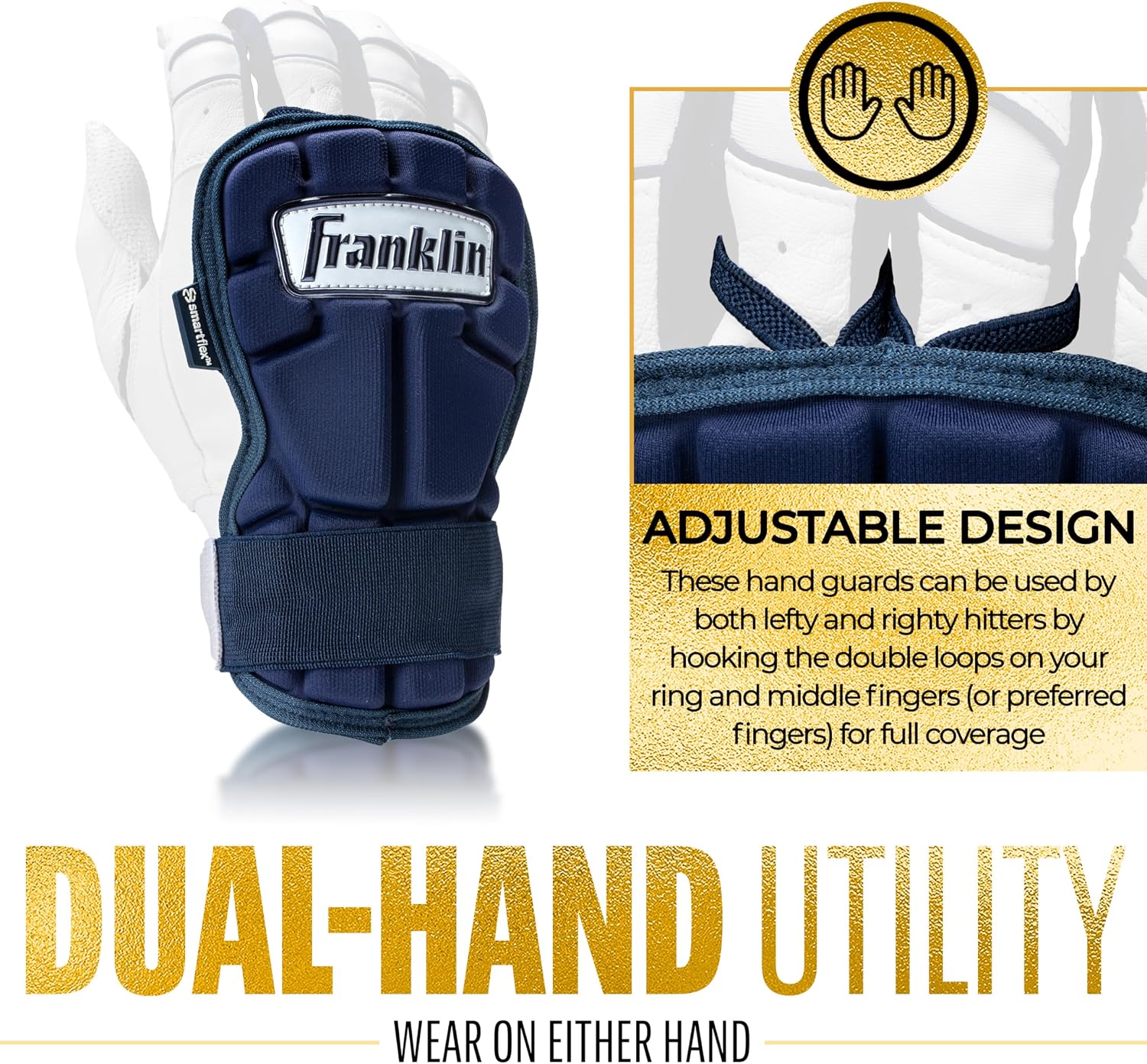 Franklin Sports Baseball Hand and Wrist Guard - PRT LG Series Adult Protector for Batting - Protective Shield for Right and Left Hand Hitters - One Size - Adult